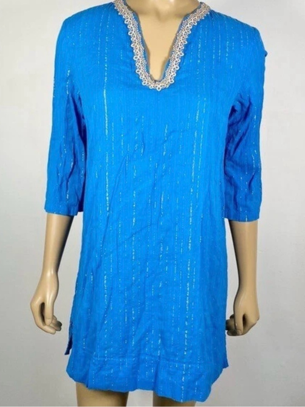 Lilly Pulitzer Electric Blue Lace-Trim V-Neck Tunic/Dress
